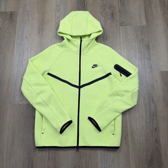 Nike Other - Nike Hoodie Mens Medium Neon Volt Yellow Tech Fleece Full Zip Jacket Hooded